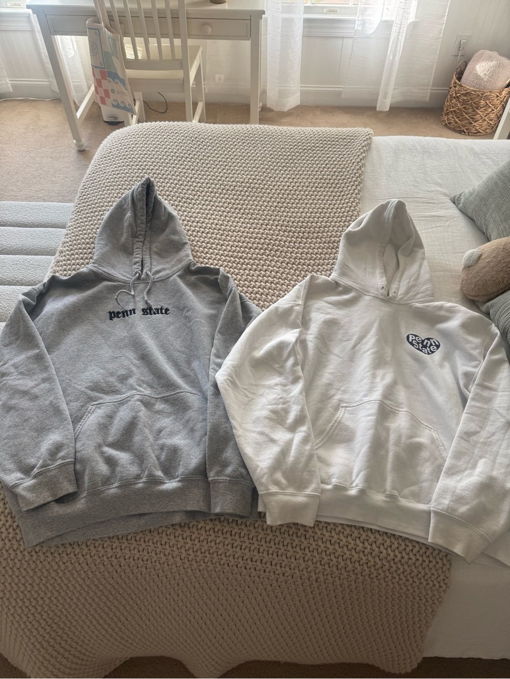 Set of 2 Custom Penn State Hoodies in Gray & White